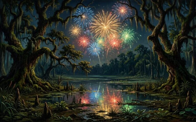 Sumpf mit Feuerwerk